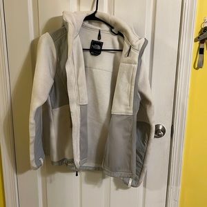 White north face, hooded, women’s fleece